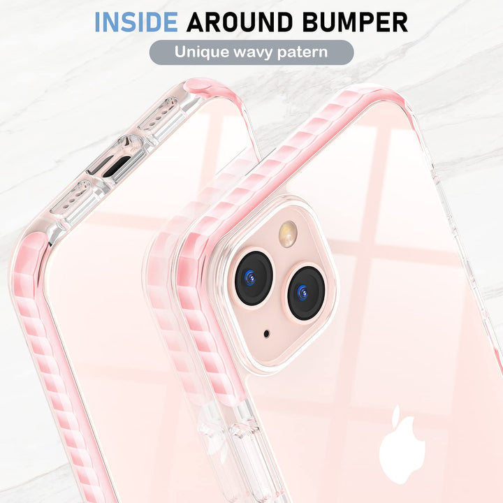 Compatible with iPhone 13 case Clear Thin Slim Crystal Transparent Cover Shockproof Bumper Case for iPhone 13 6.1 2021(Pink)