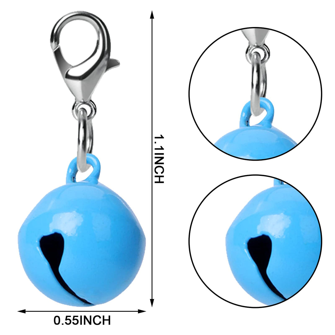 16 Pcs Cat Dog Collar Bells, Jingle Bell for Cat Collar, Dog Collar Charms, Colourful Pet Small Bells with Clasps, Pet Collar Accessories, Festival Party DIY Crafts Decoration