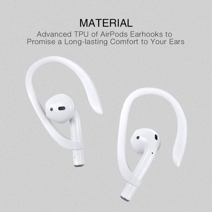 AirPods Ear Hooks Compatible with Apple AirPods 1, 2, 3, 4, Pro and Pro 2, Anti-Slip Sports Ear Hooks for AirPods 1, 2, 3, 4, Pro and Pro 2 - White