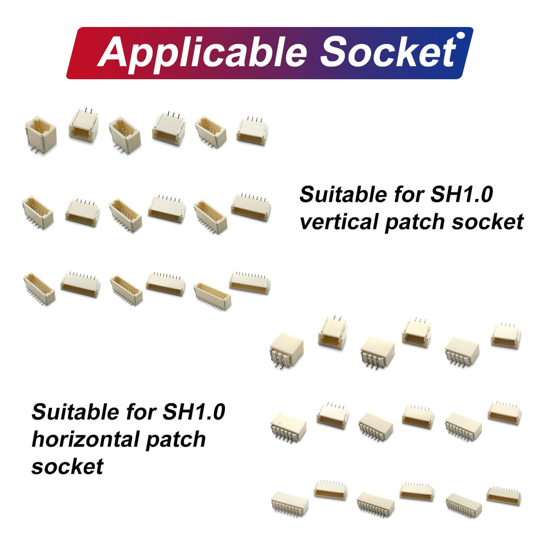 Jst SH1.0mm Connector Kit and Premium Pre-Crimped Cables,for SPRacing F3 Omnibus F4 Pro F7 Racing Drone Wire Kit,Total 140pcs sh1.0 Connectors and 10 Colors 250pcs 28AWG Cable 150mm Wire