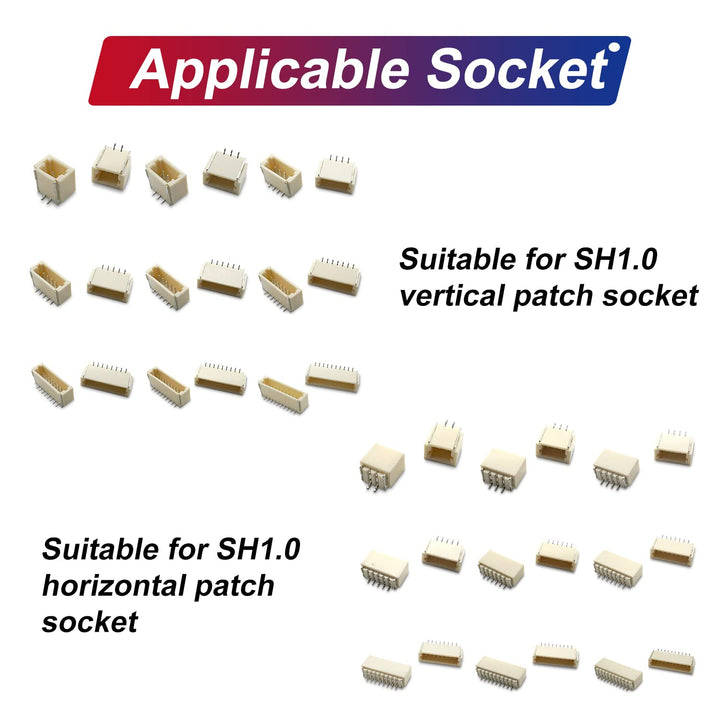 Jst SH1.0mm Connector Kit and Premium Pre-Crimped Cables,for SPRacing F3 Omnibus F4 Pro F7 Racing Drone Wire Kit,Total 140pcs sh1.0 Connectors and 10 Colors 250pcs 28AWG Cable 150mm Wire