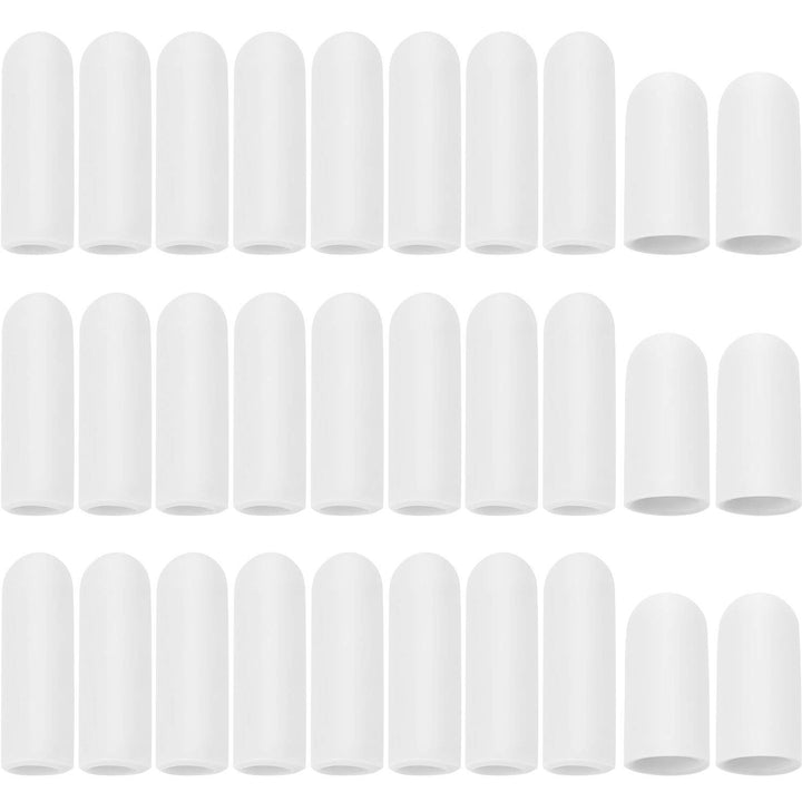 30 Pieces Gel Finger Protector Finger Cots Silicone Finger Cover Cap Gel Finger Sleeves Finger Support for Finger Cracking, Finger Trigger (White)