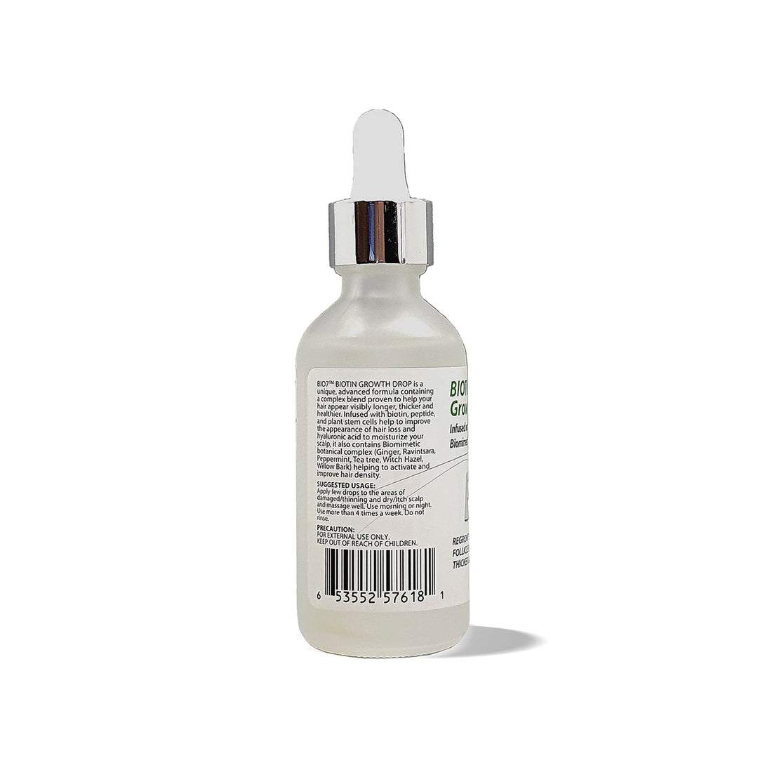 BIO7 BIOTIN GROWTH DROP INFUSED BIOMIMETIC SIGNAL PEPTIDE – 2 Fl Oz – Improve the Appearance of Hair Loss By Looking Visibly Longer, Thicker, Boost Follicle Growth –