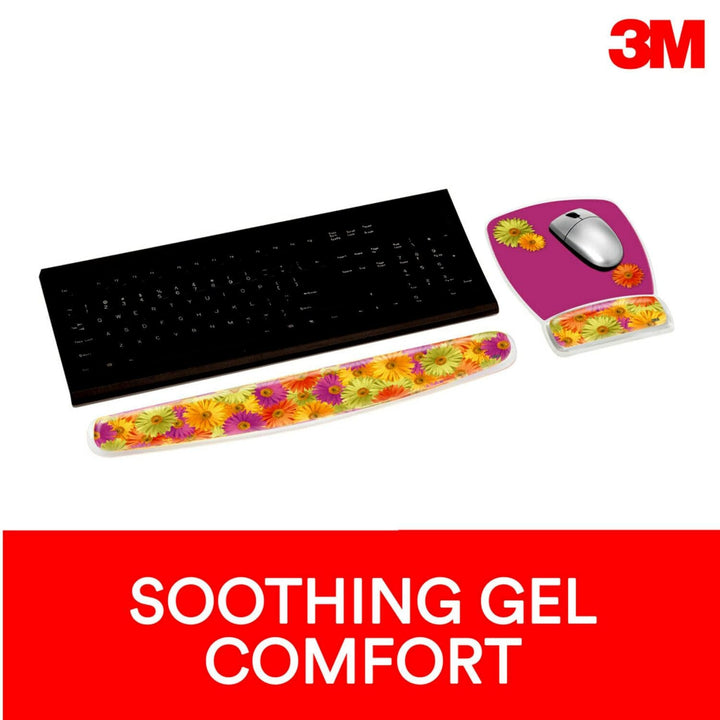 Precise Mouse Pad with Gel Wrist Rest, Soothing Gel Comfort with Durable, Easy to Clean Cover, Optical Mouse Performance, Daisy Design (MW308DS)