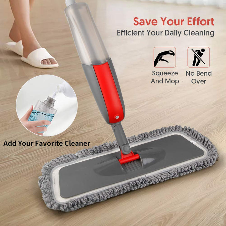 Spray Mops for Hardwood Floor Cleaning - Wet Dust Mops with 3X Reusable Washable Pads Microfiber Wood Floor Mops with Sprayer Commercial Home Use for Hardwood Laminate Wood Floor Cleaning