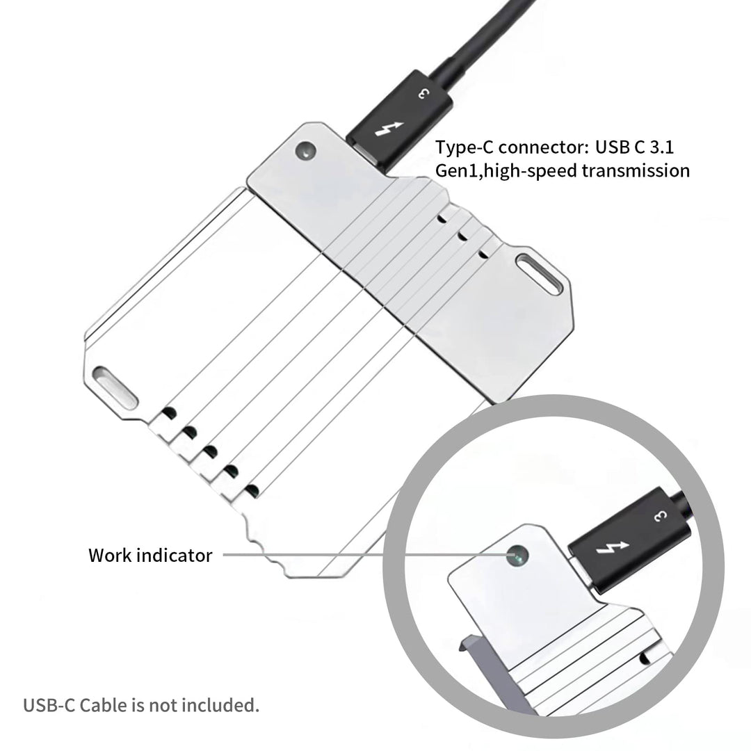 USB-C to SATA Adapter Interface Compatible for Lunchbox ATOMOS Ninja V SSD Carder Lunchbox Reader