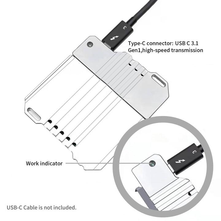 USB-C to SATA Adapter Interface Compatible for Lunchbox ATOMOS Ninja V SSD Carder Lunchbox Reader