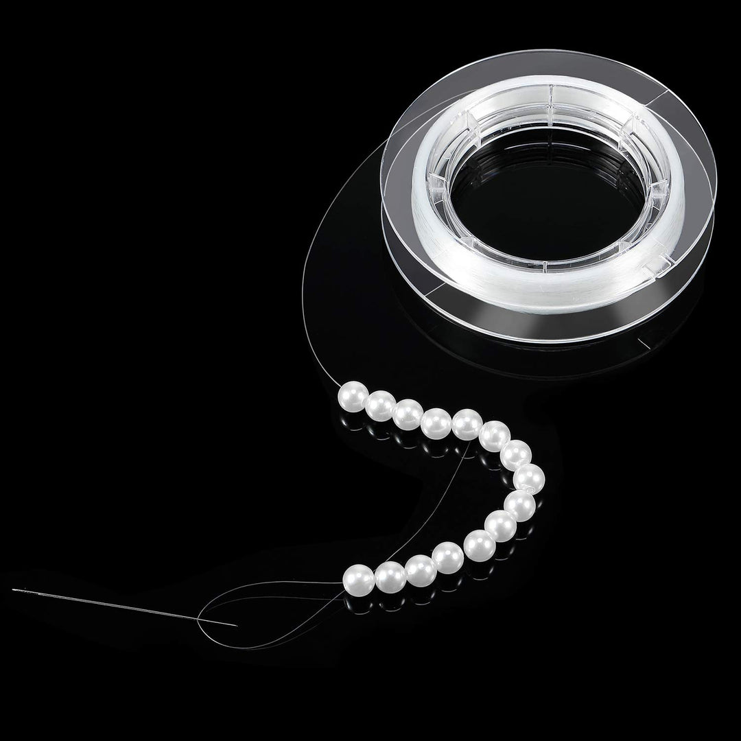 500 Meter Clear String Nylon Invisible Thread for Christmas Hanging Ornaments and Sew Hobby Strong and Invisible Clear Beading Thread with Bead Needle(0.1 mm)