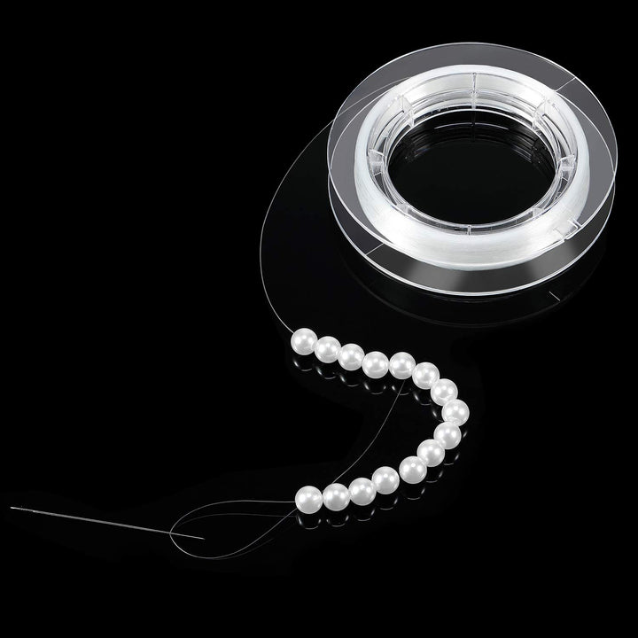 500 Meter Clear String Nylon Invisible Thread for Christmas Hanging Ornaments and Sew Hobby Strong and Invisible Clear Beading Thread with Bead Needle(0.1 mm)