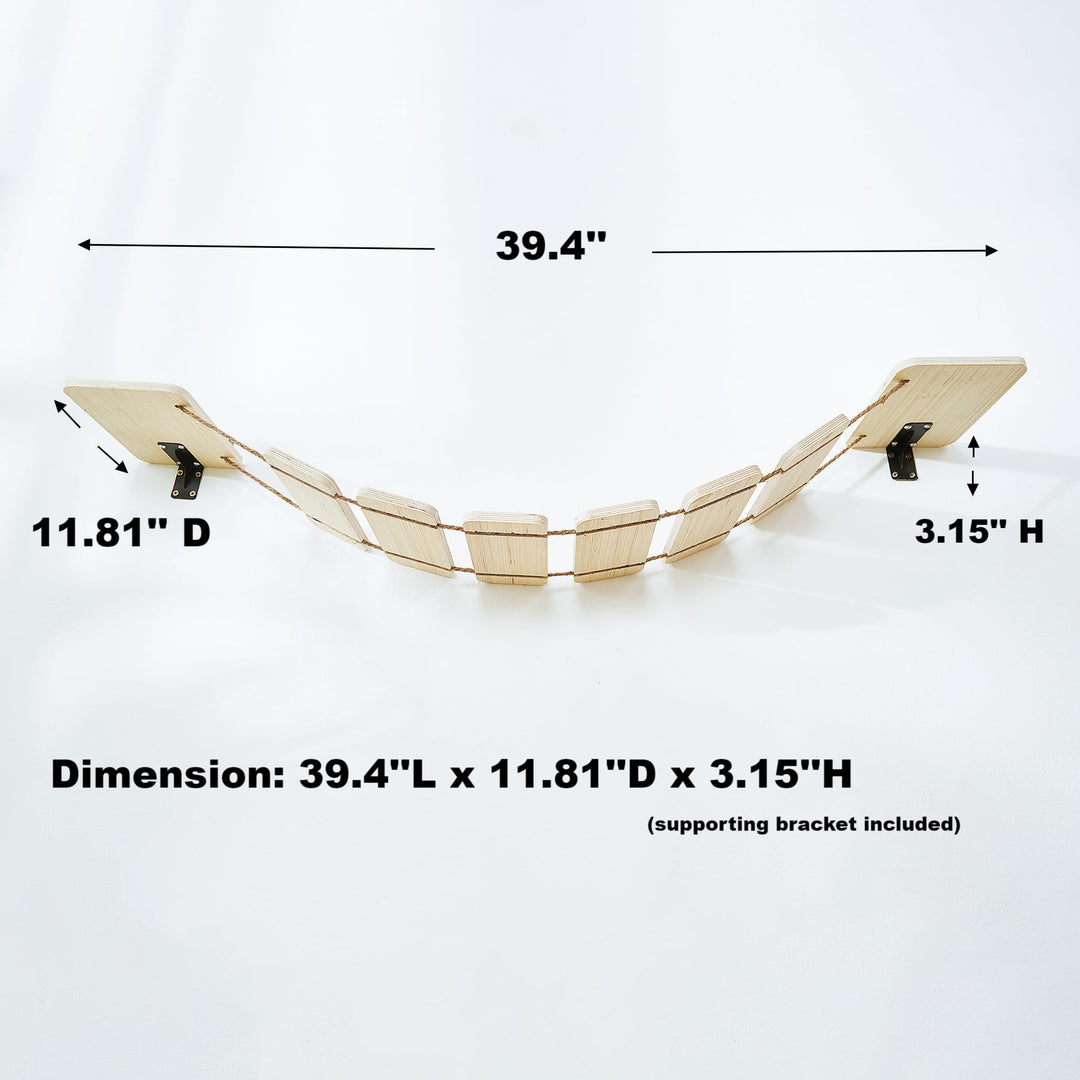 Yiotl Wall-Mounted Cat Bridge Wood Cat Shelf Bed Hammock Climbing Step Cat Ladder Modern Cat Wall Shelf Furniture Sets1