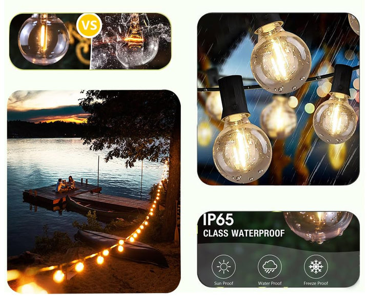 String Lights, LED 25Ft G40 Globe String Lights with Bulbs-UL Listd for Indoor/Outdoor Commercial Decor