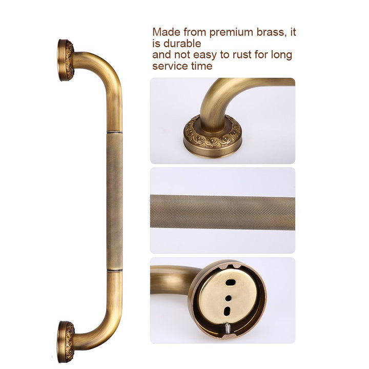 Gold Antique Wall Mounted Brass Assist Shower Tub Safety Grab Bar Carved Support Handle Bathroom Accessories