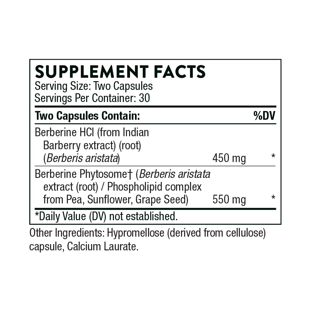 Berberine 1000 mg per Serving - Botanical Supplement - Support Heart Health, Immune System, Healthy GI, Cholesterol - Gluten-Free, Dairy-Free - 60 Capsules - 30 Servings