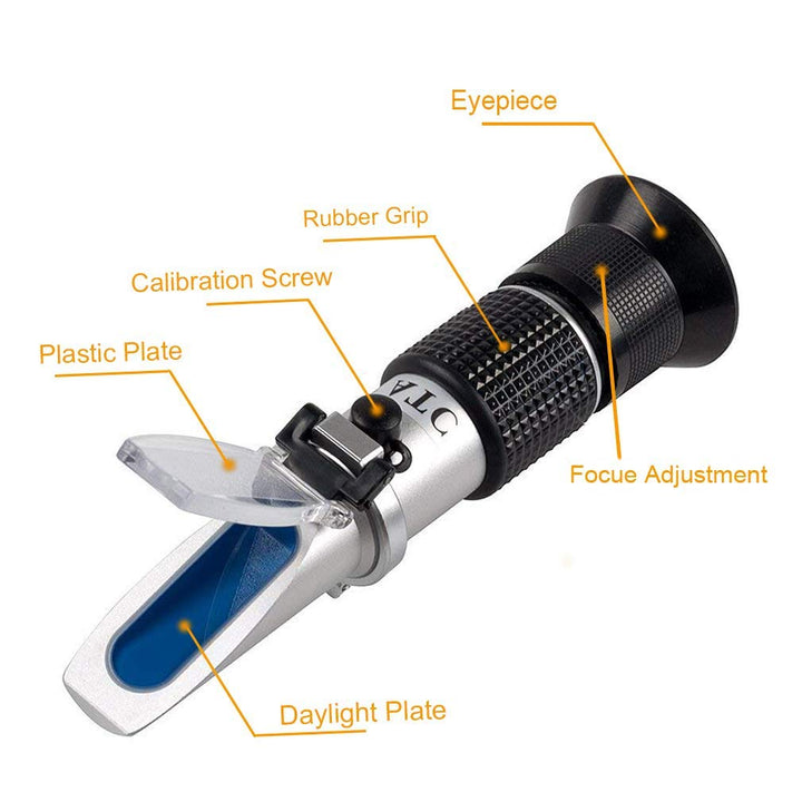 Refractometer Honey 10-32% for Honey Moisture, Brix and Baume, 3-in-1 Uses, 58-90% Brix Scale Range Honey Moisture Tester, with ATC, Ideal for Honey, Maple Syrup, and Molasses, Bee Keeping