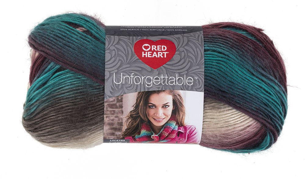 RED HEART E793-3952 Tealberry Unforgettable Yarn, 1 Pack, 810 Foot