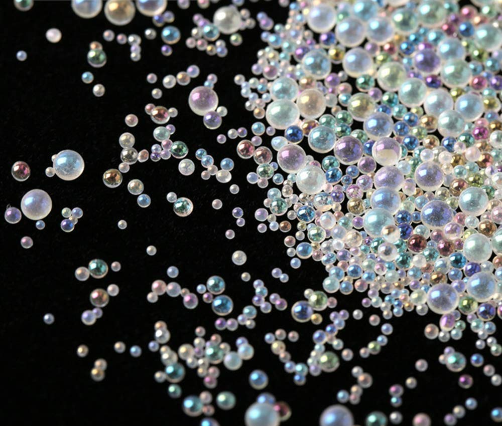 UV Resin Bubble Beads, 10 Bottles Water Droplet Bubble Beads, Magical Water Droplets, AB Miniature Bead, Resin Inclusion (Iridescent Color, 1mm to 2mm)