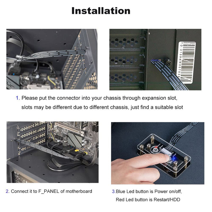 Desktop Computer Power Button PC Switch External Power Switch Power Supply Button Restart Button for PC Case Motherboard Switch On Off Power SW Cables