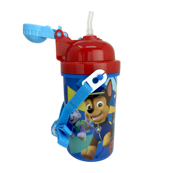 Paw Patrol Friends Carrying Strap One Touch Water Bottles with Reusable Built in Straw - Safe Approved BPA free, Easy to Clean, Perfect Gifts for Kids Girls Boys, Goodies Home by Zak design