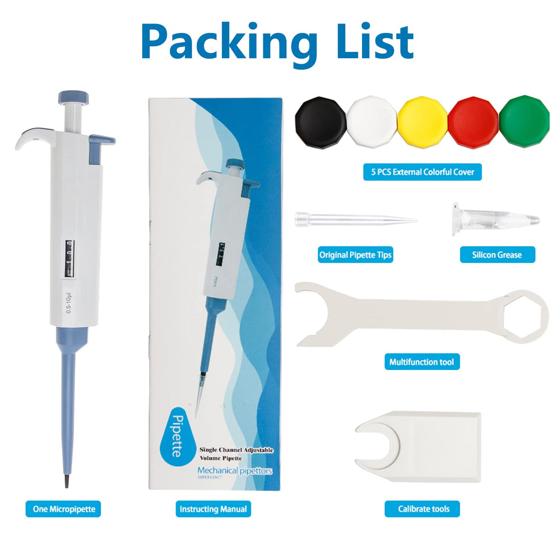 10ul Micropipette - Four E's Scientific 0.5-10ul Single-Channel Pipette High Accurate Variable Volume Pipettors