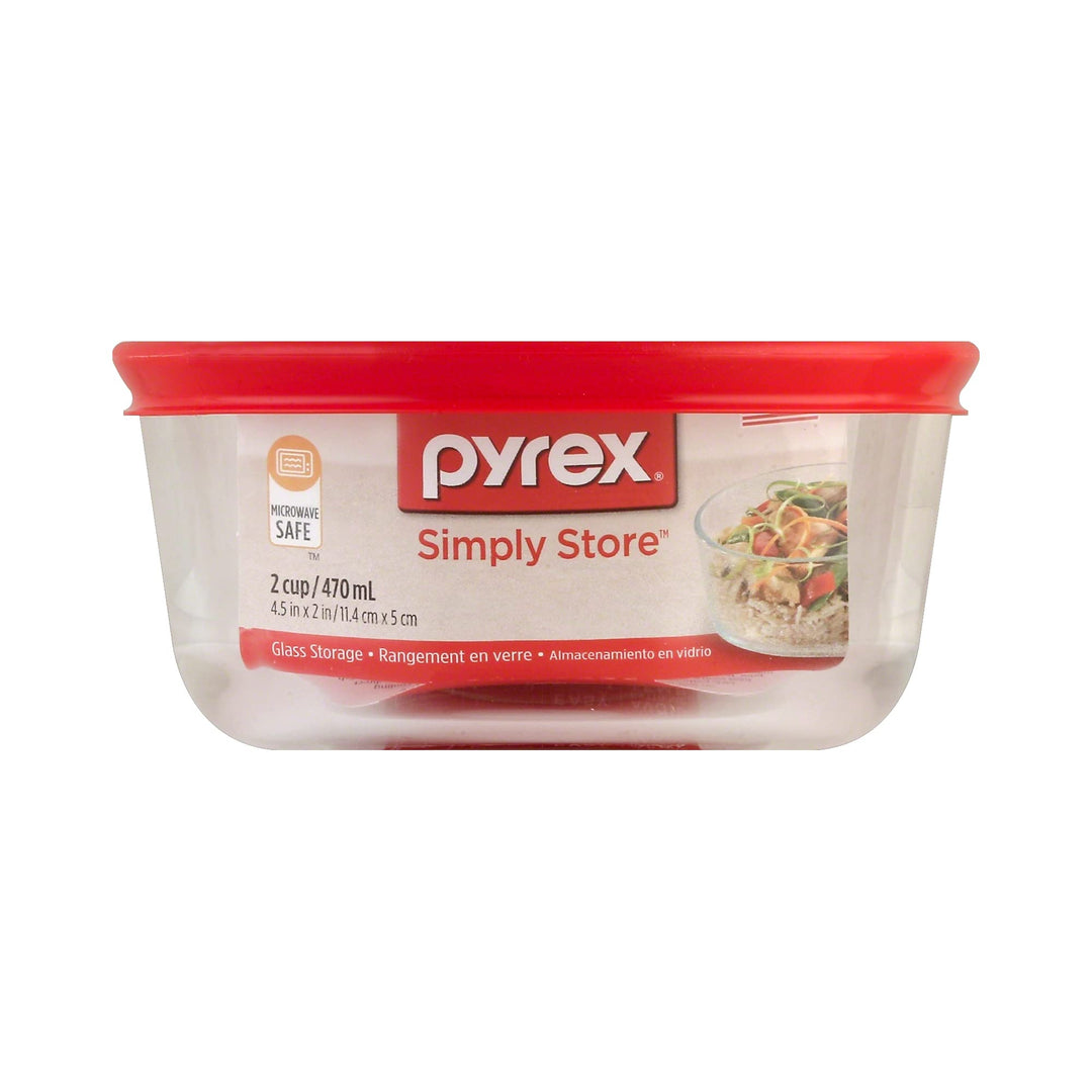 Simply Store 2-Cup Single Glass Food Storage Container with Lid, Non-Pourous Round Meal Prep Container, BPA-Free , Dishwasher, Microwave, Oven and Freezer Safe