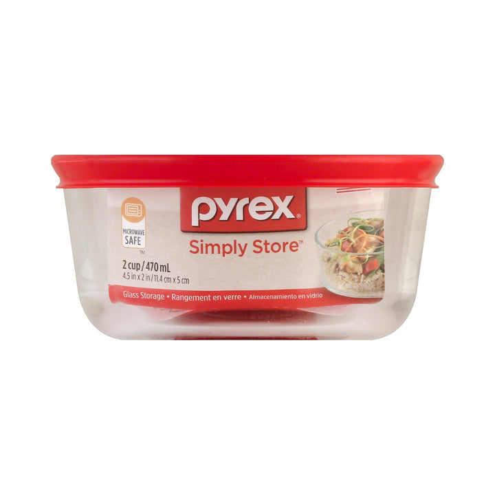 Simply Store 2-Cup Single Glass Food Storage Container with Lid, Non-Pourous Round Meal Prep Container, BPA-Free , Dishwasher, Microwave, Oven and Freezer Safe