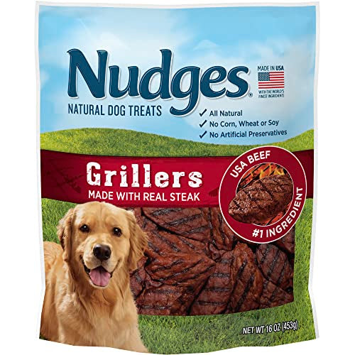 Nudges Grillers Natural Dog Treats, Steak, 16oz Bag