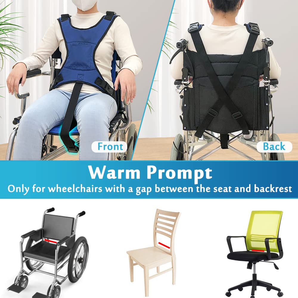 Wheelchair Seat Belt Restraints Safety for Elderly Wheelchair Harness Adult Seatbelt Medical Hospital Straps Vest Soft Chest Lap Buddy Chairs Seniors Disable Patients Prevent Sliding