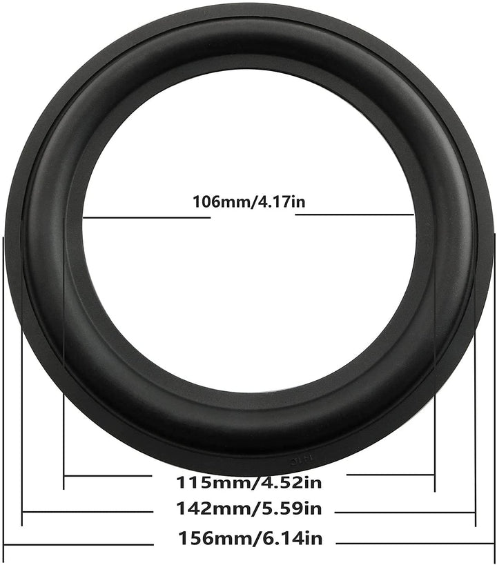Rubber Ring 2PCS 6.5Inch Black Speaker Rubber Foam Edge Surround Rings Repair Kit for Speaker Repair or DIY