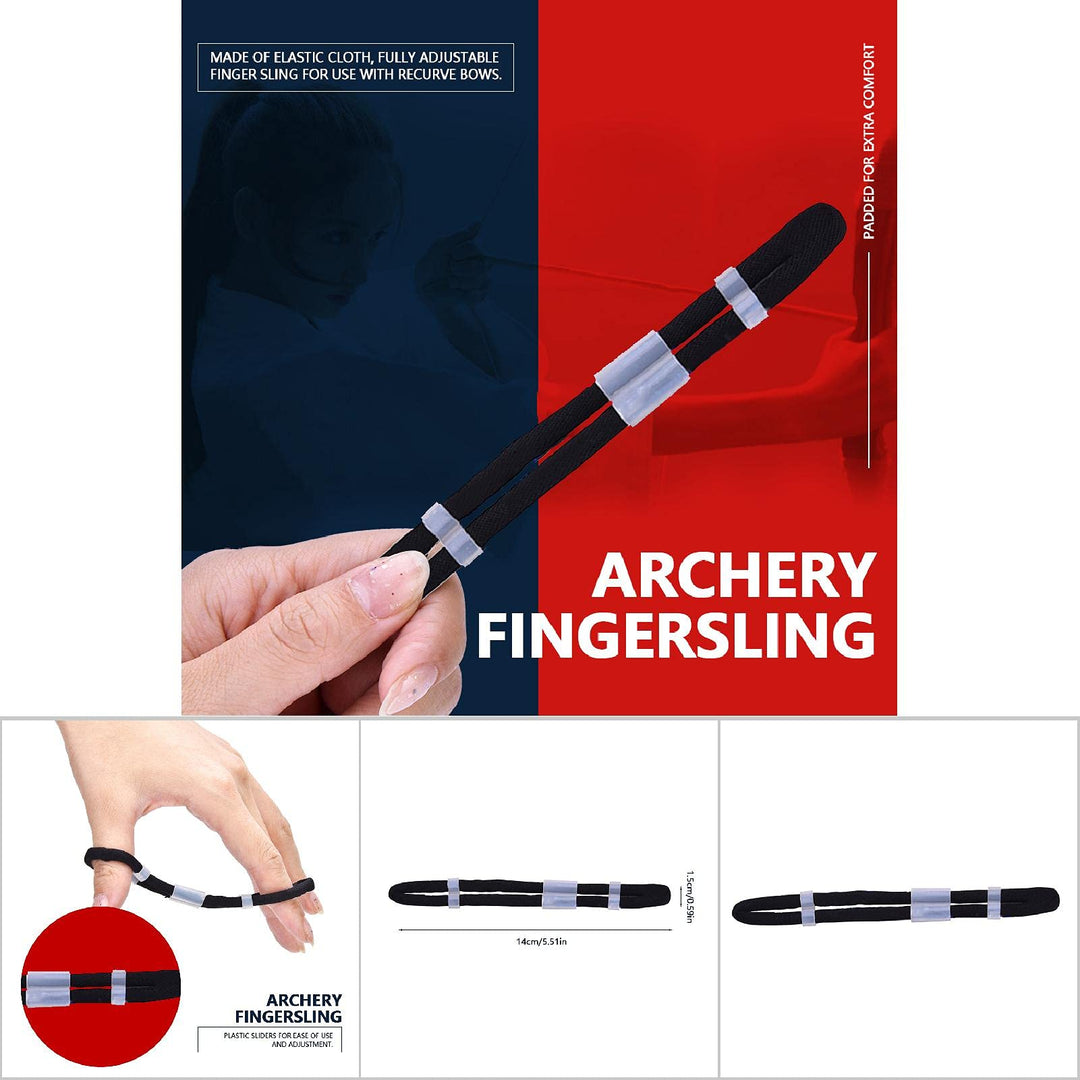 Shooting Accessory Wear Resistant Elastic Cloth Archery Fingersling,Hunting Shooting,Recurve Bow(Black, L)