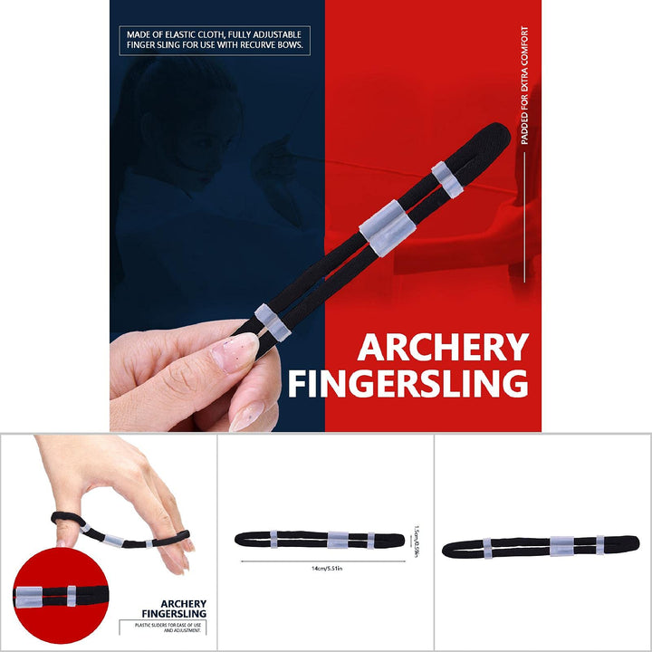 Shooting Accessory Wear Resistant Elastic Cloth Archery Fingersling,Hunting Shooting,Recurve Bow(Black, L)