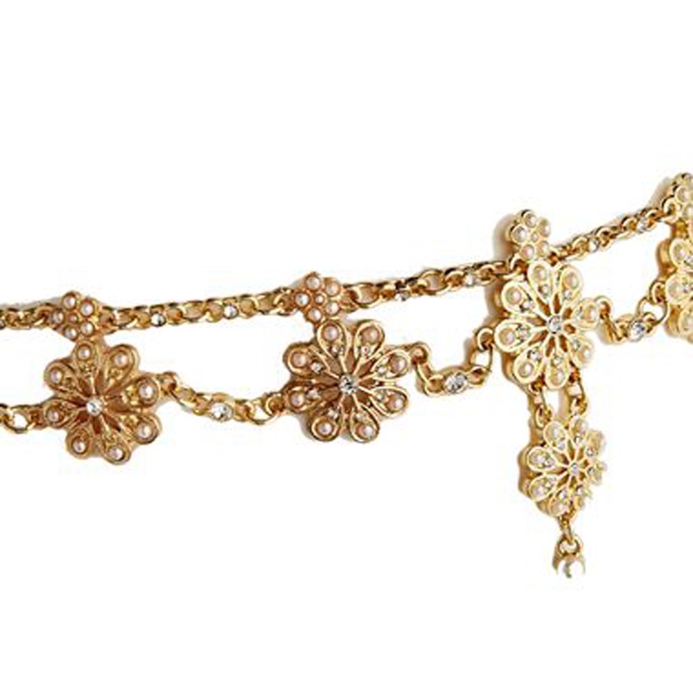 Boho Lace Hollow Out Flower with Freshwater Pearl Pendant Boho Vintage Multi Layer Hand of Fatima Pendant Head Chain Headband Head piece Hair Vine Hoop For Prom Banquet Feast