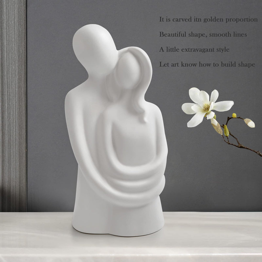 Hugging Couple Sculptures Home Decor Modern Romantic Love Statue for Office Bookshelf Desktop Decorations (Hugging Couple White)