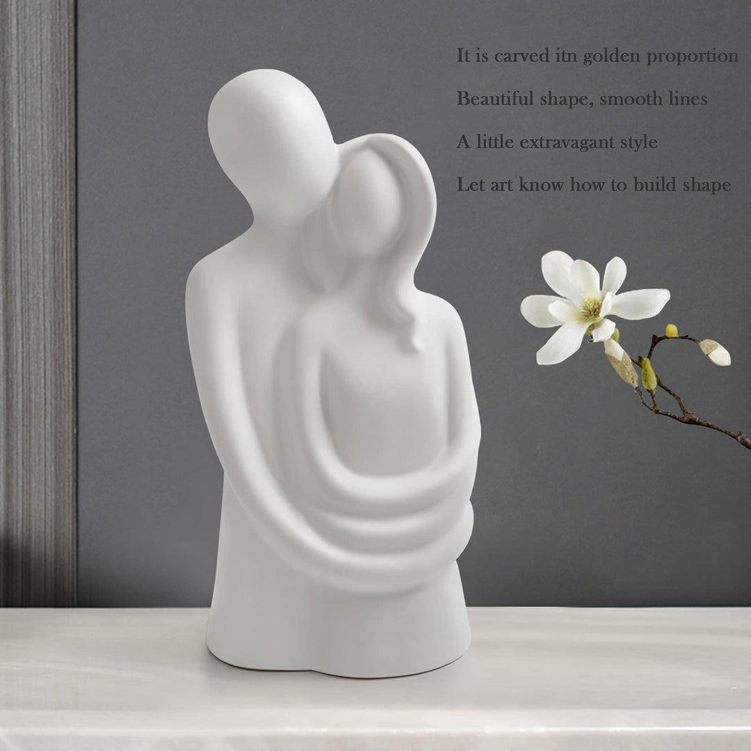 Hugging Couple Sculptures Home Decor Modern Romantic Love Statue for Office Bookshelf Desktop Decorations (Hugging Couple White)