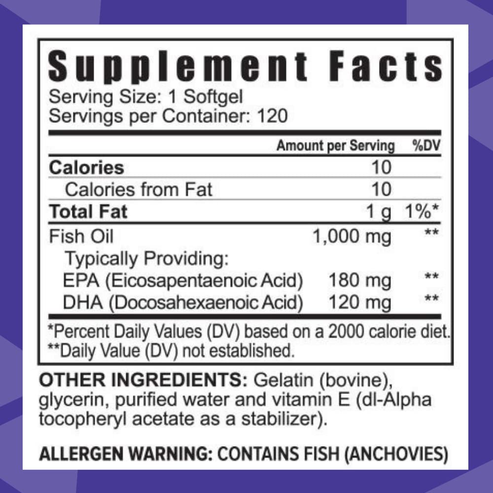 Projoba Omega™ - 1000 mg Omega-3 - High-Potency - 180 EPA & 120 DHA to Promote Brain and Heart Health -120 Softgels (Pack of 1)