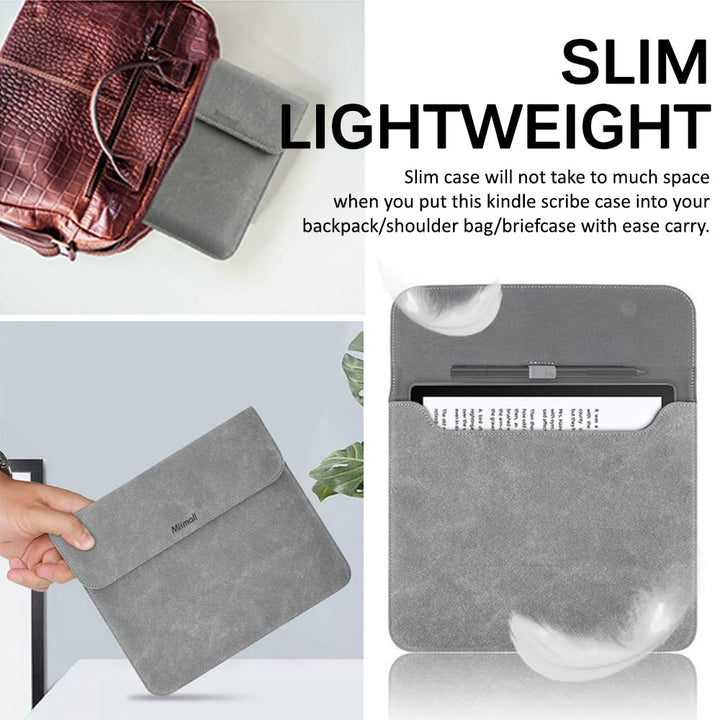 Compatible for Kindle Scribe 2022 Case Cover, Premium Leather Sleeve Cover Protective Leather Pouch Protective Bag Cover Cases for Kindle Scribe 10.2 (2022 Release)(Grey)