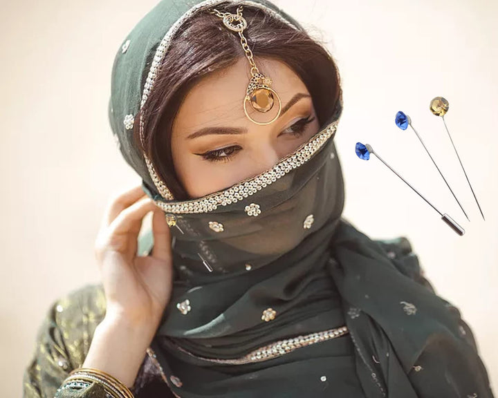 30PCS Hijab Pins with Safety Caps Colorful Crystal Rhinestone Ball Muslim Hijab Scarf Pins Brooch Pins Scarf Shawl Sweater Cardigan Safety Pins Wedding Pins Sewing Snag-Free Pins (A)