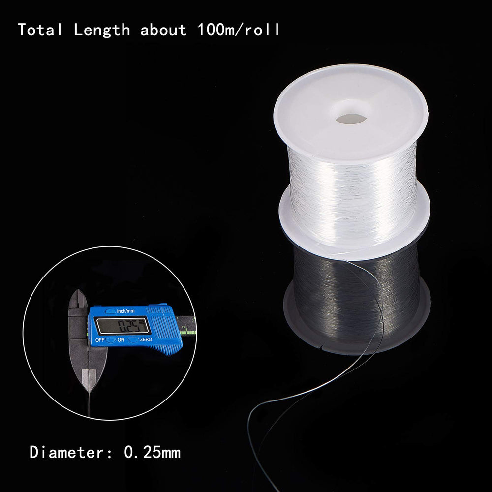 109 Yards 0.25mm Clear Fishing Line Invisible Nylon Thread Jewelry String Wire Crystal Beading Cords String for Party Christmas Decor, Seed Beads Jewelry Bracelet Making
