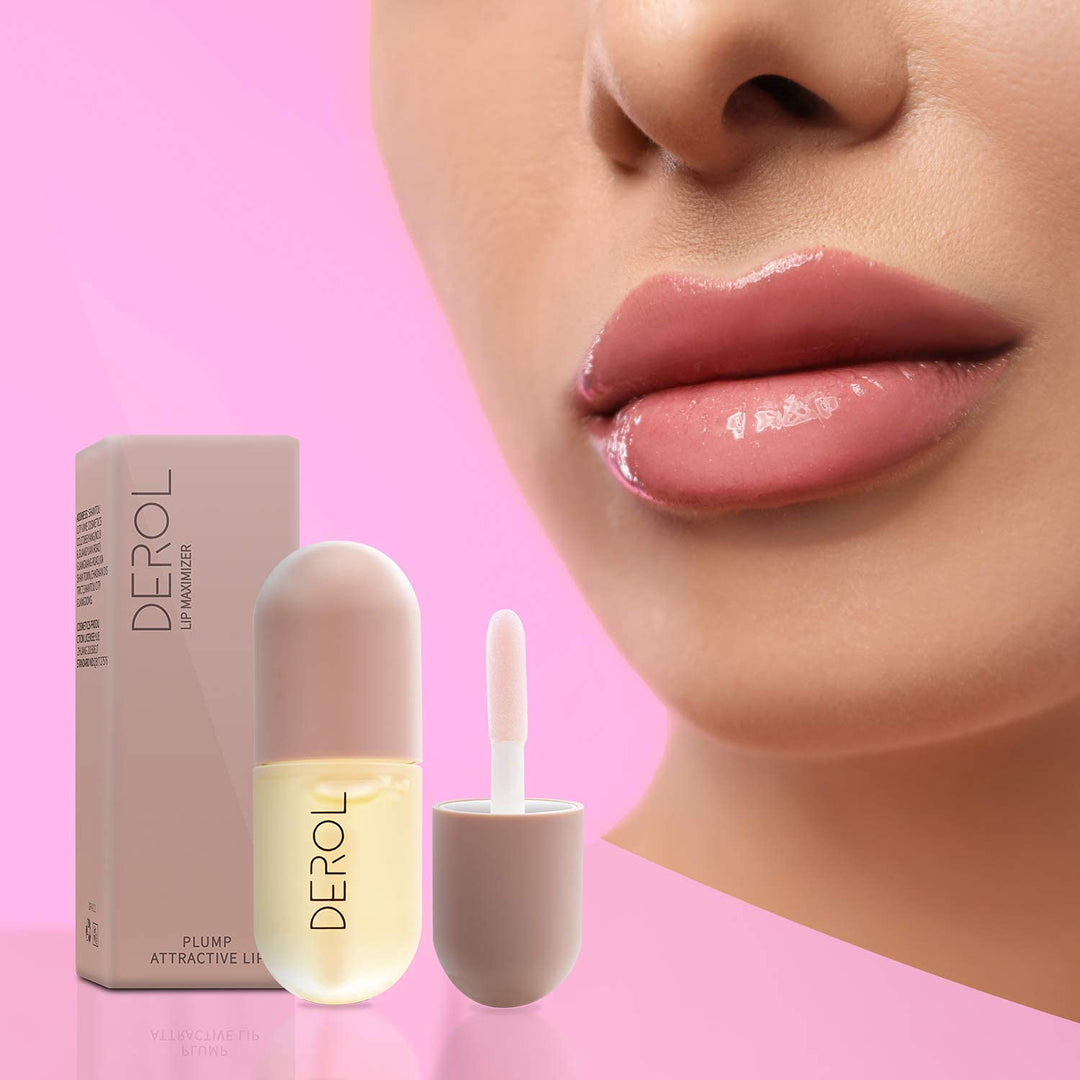 DEROL Lip Plumper, Natural Lip Plumper and Lip Care Serum, Lip Enhancer for Fuller, Lip Mask, Beautiful Fuller, Hydrating & Reduce Fine Lines 5.5ML (Day)