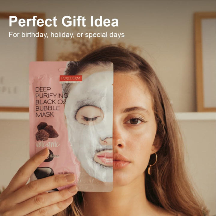 Deep Purifying Black O2 Bubble Mask Volcanic (10 Pack) - Bubble Face Sheet Mask for Purifying & Brightening