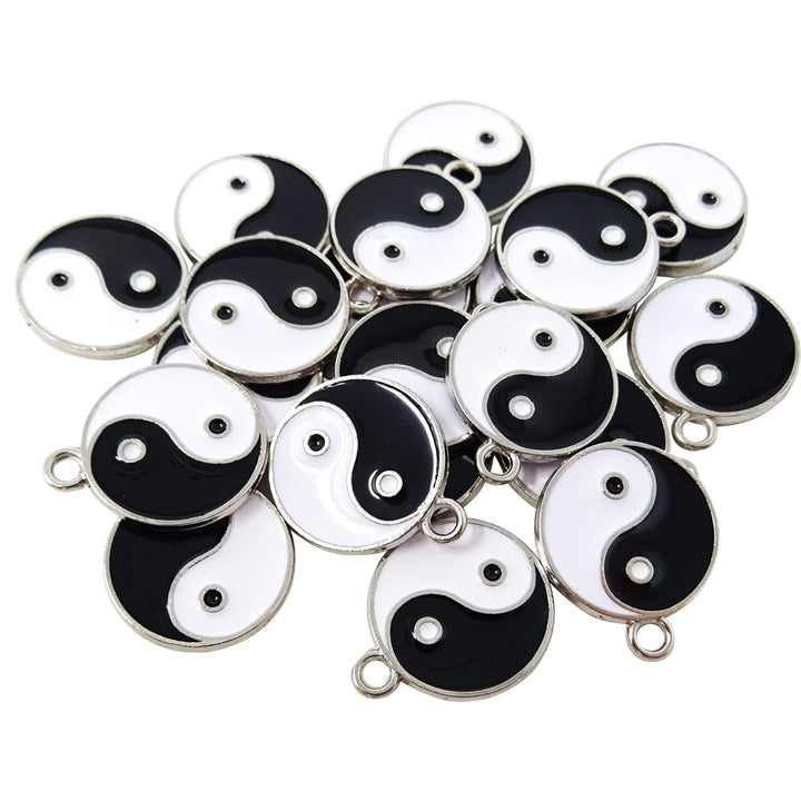 20pcs Double Sided Enamel Alloy Gossip Pattern Yin Yang Charms Pendant, Yoga Meditation Pendants, for Earrings Necklace Bracelet Jewelry Making and DIY Crafts