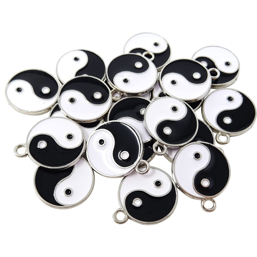 20pcs Double Sided Enamel Alloy Gossip Pattern Yin Yang Charms Pendant, Yoga Meditation Pendants, for Earrings Necklace Bracelet Jewelry Making and DIY Crafts