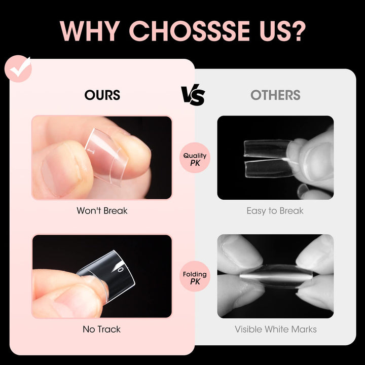 Short Nail Tips - 1000PCS Nail Tips Short French Style Square Tips for Acrylic Nails Half Cover with Case for Nail Salon