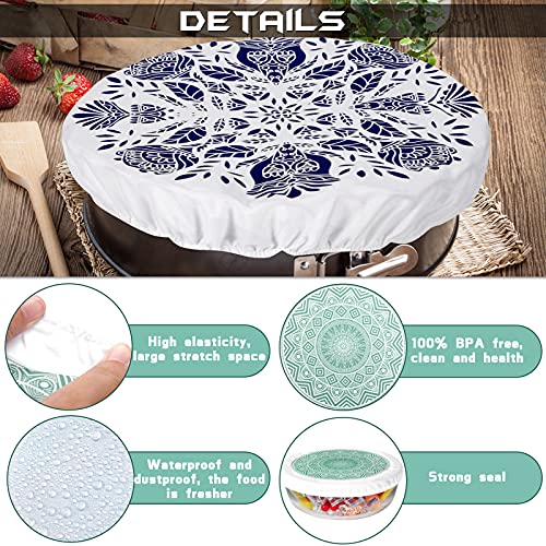 10 Pieces Bowl Covers Reusable in 5 Size Stretch Cloth Fabric Bowl Covers Elastic Food Storage Covers Cotton Bread Bowl Covers Reusable Lids for Food, Fruits, Leftover (Rustic Style)