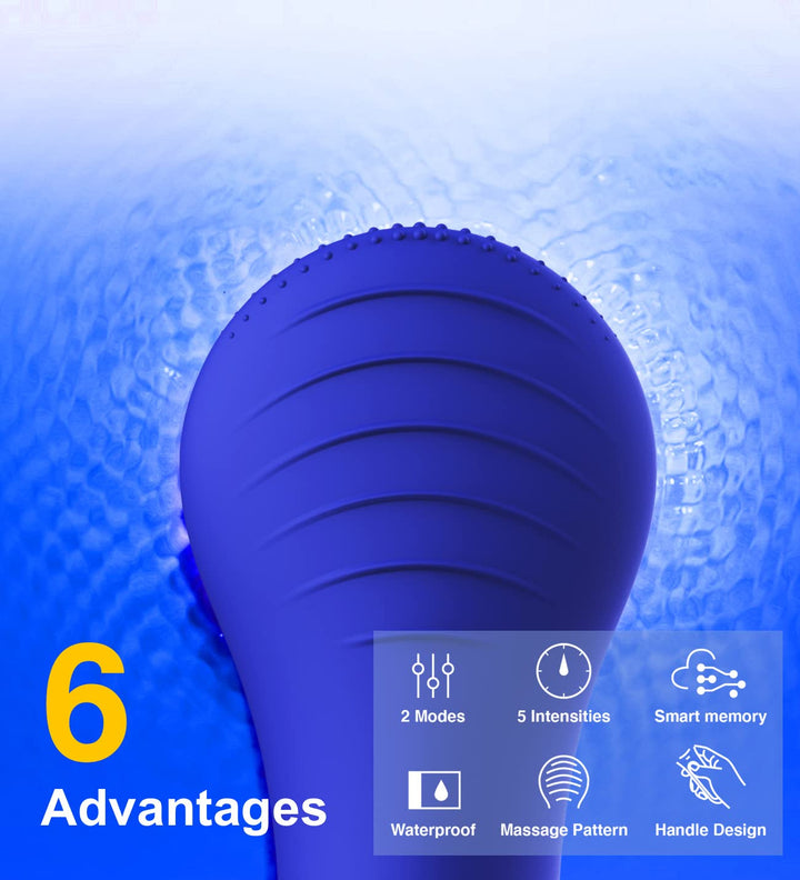 CLIE Facial Cleansing Brush, Waterproof and Rechargeable Face Scrub Brush for Men & Women, Cleansing, Exfoliating and Massaging, Electric Face Scrubber - Blue