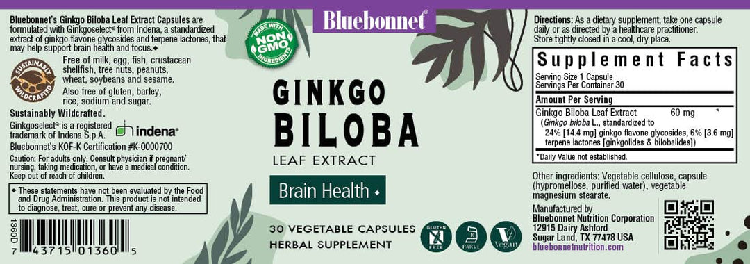 Ginkgo Biloba Leaf Extract Supplement, 30 Count