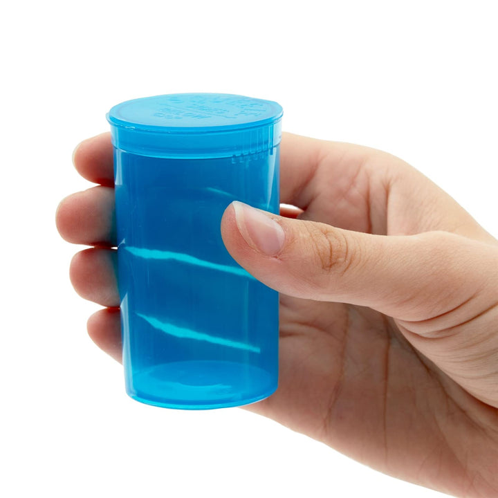 30 Pack Empty Pill Bottles with Pop Top Caps, 19 Dram Prescription Medicine Containers (Blue)