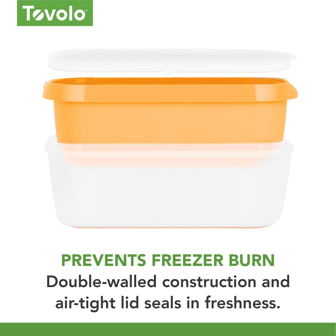Glide-A-Scoop Ice Cream Tub, 1.5 Quart, Insulated, Airtight Reusable Container With Non-Slip Base, Stackable on Freezer Shelves, BPA-Free, Orange Crush