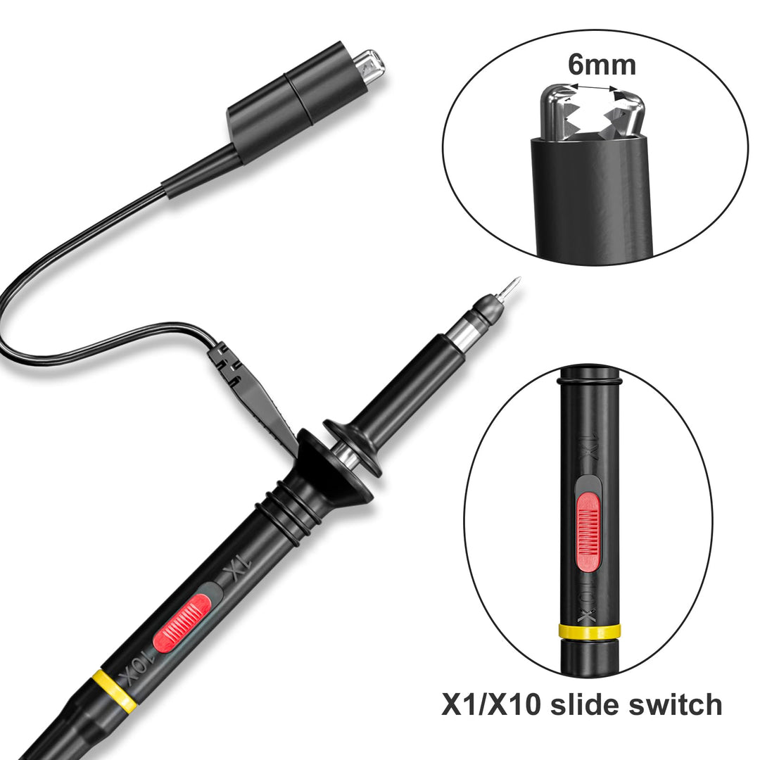 Oscilloscope Clip Probes 200MHz Fully Insulated BNC End Probe with Accessories Kit 1X 10X