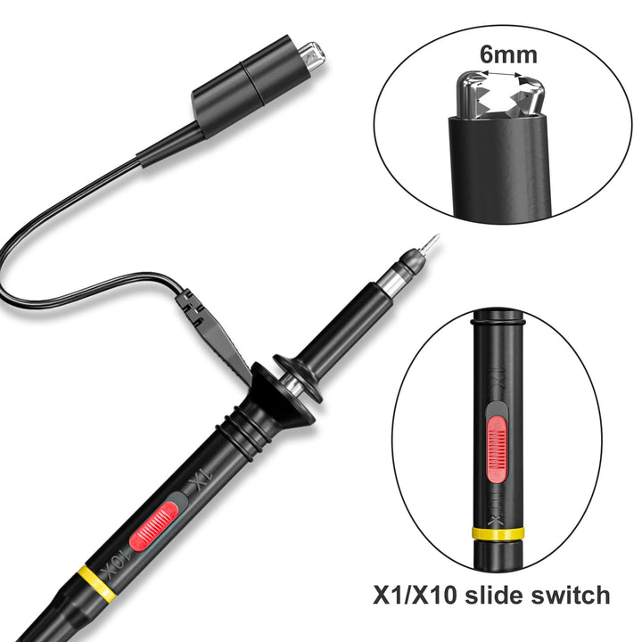 Oscilloscope Clip Probes 200MHz Fully Insulated BNC End Probe with Accessories Kit 1X 10X