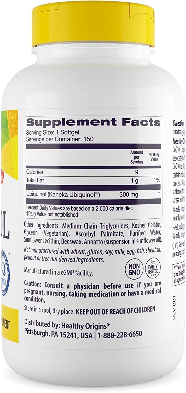 Ubiquinol (Active Form of CoQ10), 300 mg - Activated Form of CoQ10 - Kaneka Ubiquinol Supplements for Heart Health & Antioxidant Support - Gluten-Free & Non-GMO - 150 Softgels